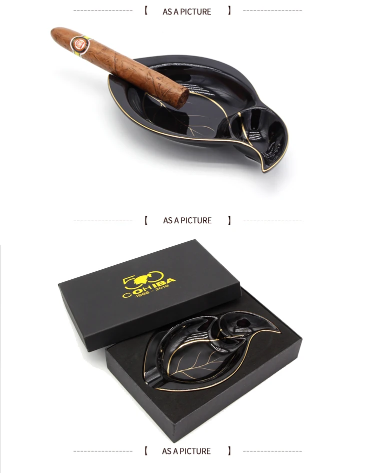 COHIBA 1 держатель пепельница для сигар керамические аксессуары для сигар в форме листа аксессуары для сигар уникальные пепельницы с подарочной коробкой