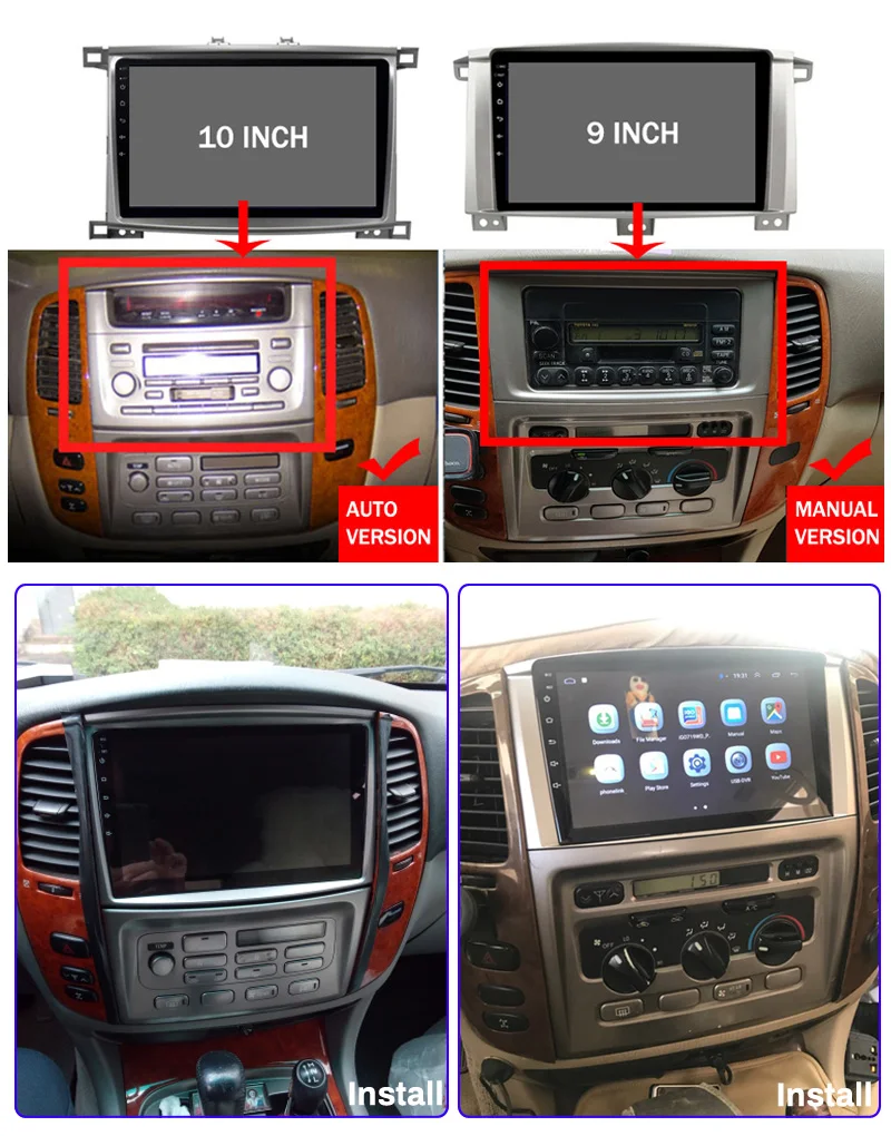 Discount PX6 4G+64G 9" Android 9.0 car multimidia dvd player for Toyota Land cruiser 100 LC 100 LC100 CAR radio gps navigation 2