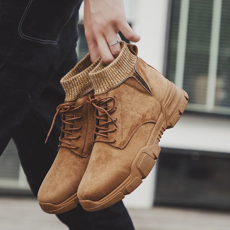 Khaki Reetene/высокое качество; модные зимние мужские носки; уличные модные мужские ботинки; мужские дезерты на шнуровке; осенне-зимняя обувь - Цвет: Khaki
