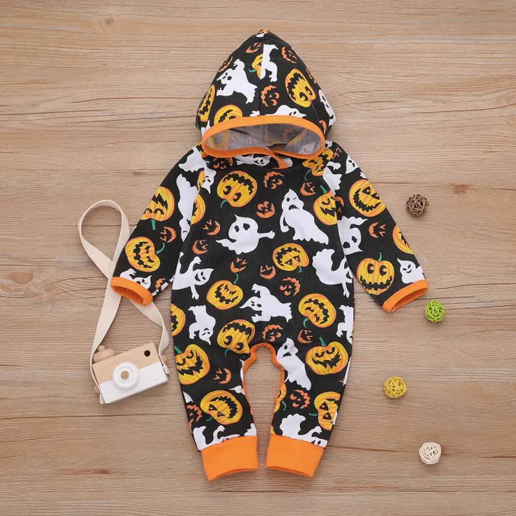 Newborn Baby Girl Clothes Newborn Infant Baby Boy Hooded Romper Jumpsuit Pumpkin Halloween Outfits Costume детские вещи Clothes