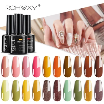 

ROHWXY 10ML Nail Gel Polish For Nail Art Tools UV Nail Gel For Nail Paniting Need Base Top Coat Gel Varnishes For Manicure Tools