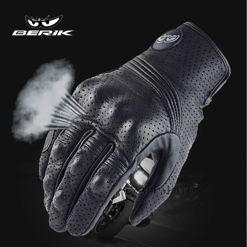 Vintage Genuine Leather Motorcycle Gloves Full Finger Motocross Biker Glove Guantes Moto Men Windproof Gloves Retro motorcycle gloves