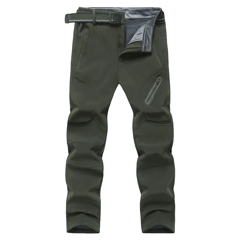 Весна Зима размера плюс повседневные брюки мужские толстые водонепроницаемые брюки sandtroopers большой размер Мягкие штаны мужские 9XL 8XL 7XL плюс - Цвет: ArmyGreen