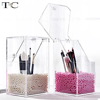 

Transparent Acrylic Jewelry Box with Cover Cosmetic Storage Box Makeup Brush Storage Box Cosmetic Organizer Gift Packaging