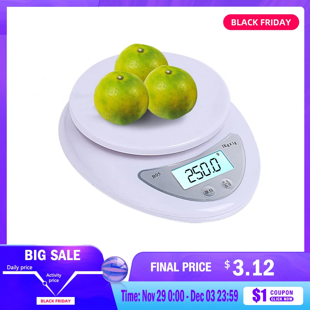 

5kg/1g LCD Digital Scale For Kitchen Food Precise Postal Portable Cooking Scale Baking Scale Balance Measuring Weight Libra New