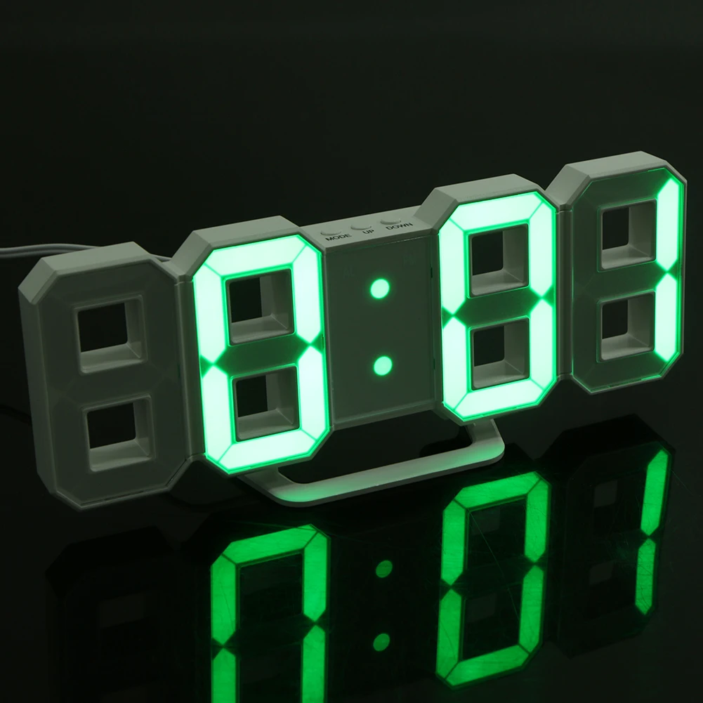 Цифровые электронные настольные часы светодиодный дисплей 12/24 часов будильник и повтор сигнала 8888 дисплей синий зеленый красный белый - Цвет: green light