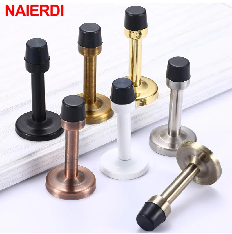 Rubber Wall Mounted Door Stopper Stainless Steel Door Stops Holder Catch Floor Fitting Screws Bedroom Home Hardware silicone door stopper door stopper bumpers door stopper