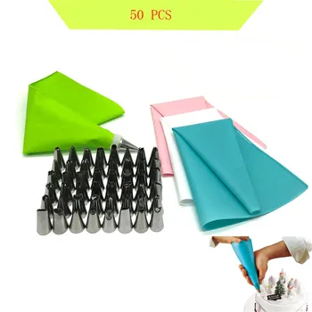 

50 PCS Silicone Forms Icing Piping Nozzles Pastry Bag Pastry Bakeware Baking Tools Fancy Cake Mold Cake Decorating Tools