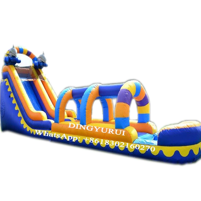 

Colorful inflatable slide large water slide with pool and obstacle course