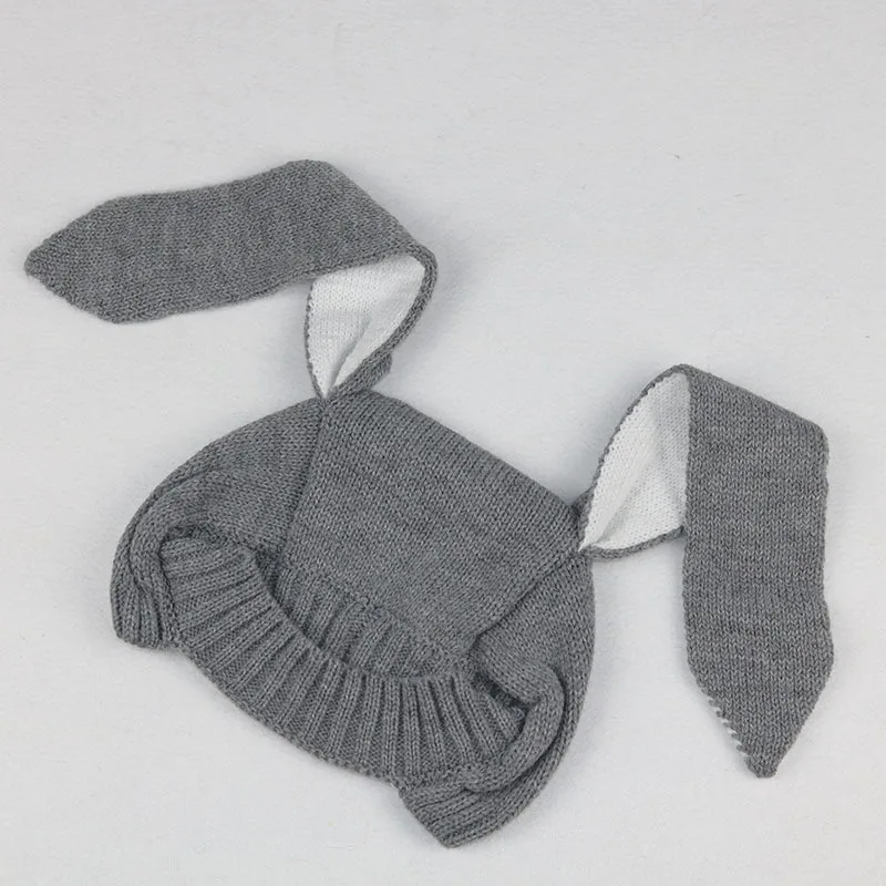Children cute animal hat warm newborn rabbit ear knitted infant hats baby toddler boy girl autumn winter kids cap