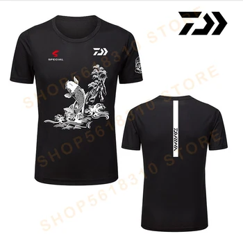 

Summer Daiwa Clothing for Fishing Camouflage Outdoor Fishing Tshirt Breathable Letter Short Sleeve Top Sport Quality Fishing Tee