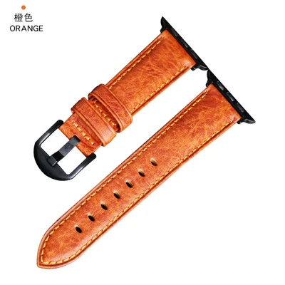 color 12 Кожаный ремешок ручной работы для Iwatch Apple кожаный ремешок 42 44 мм 5 4-го поколения ретро мужские часы браслет для мужчин Famle - Цвет ремешка: color 12