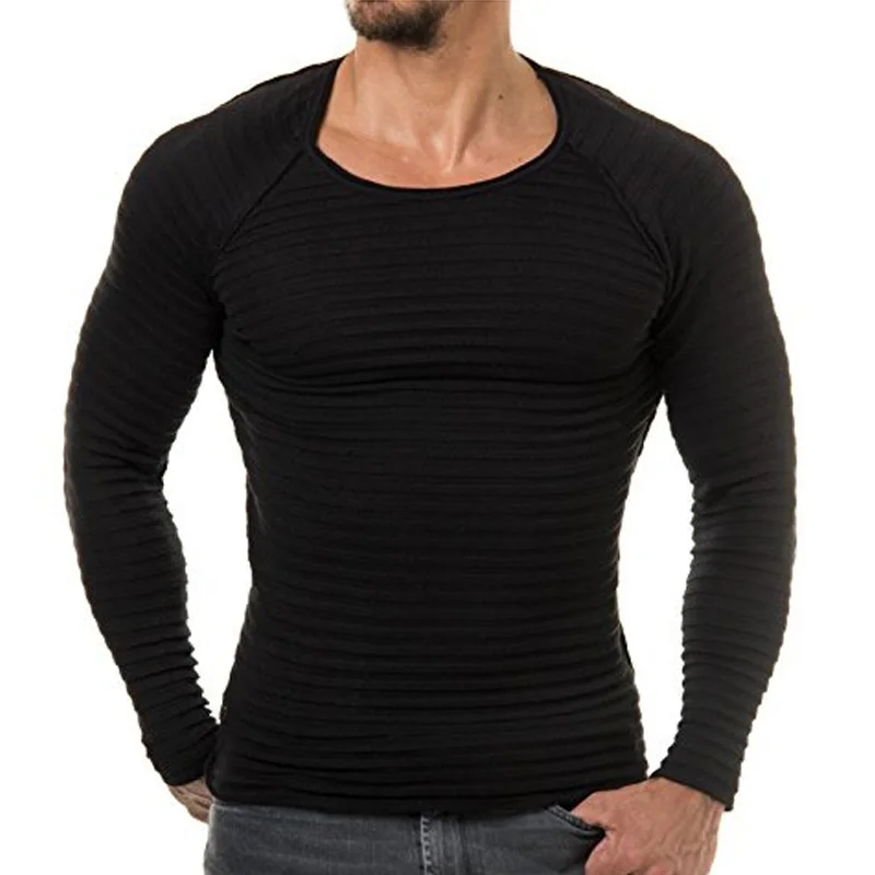 Mens Sweaters 2019 Autumn Winter New Knitted Sweater Men Long Sleeve Striped Sweaters Solid Slim Fit Men Pullover Sueter Hombre