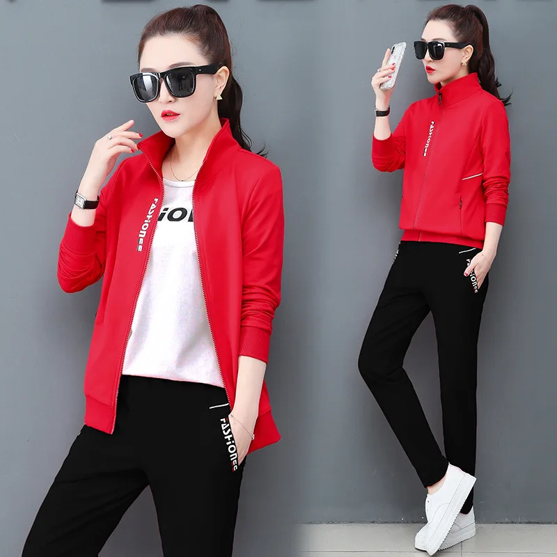 

Sports Clothing WOMEN'S Suit Spring And Autumn 2019 New Style Three-piece Set-Style Korean-style Slimming Casual Sweatshirt Late