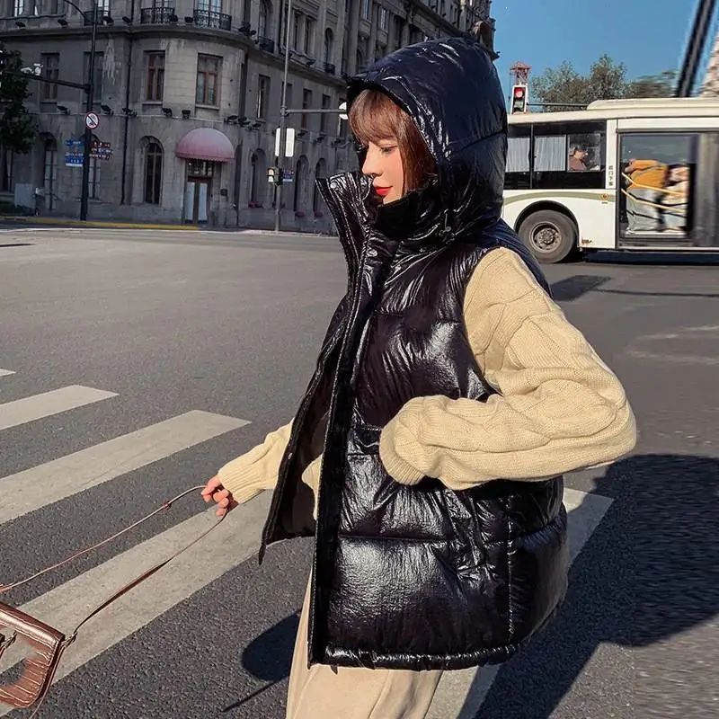 Зимние женские жилеты, Модный хлопковый жилет с серебряным пухом, повседневная женская теплая одежда, короткая хлопковая куртка без рукавов