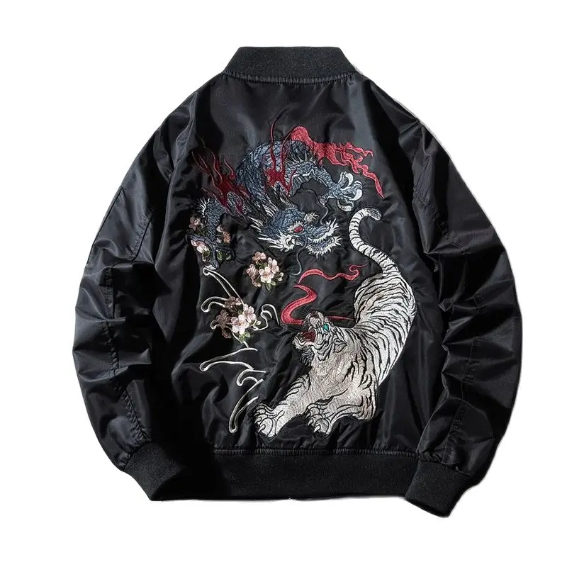 Men Bomber Jacket men bomber jacket Dragon Tiger Embroidered Sukajan Padded Baseball Coat Japan Windrunner MA1 Spring Winter