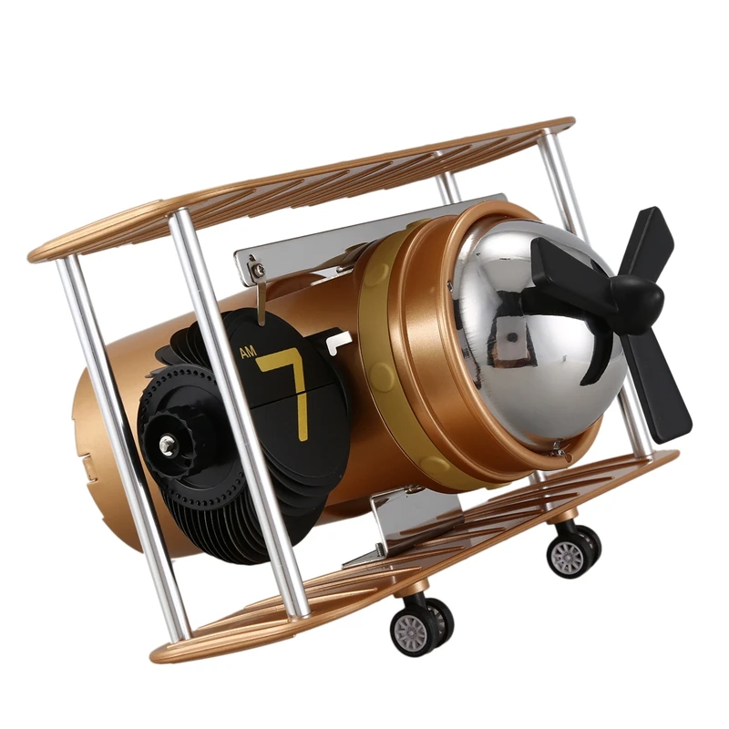 Desk Table Down Page Internal Gear Operated Clock New Retro Airplane Propellor Airscrew Retro Auto Balance Flip Clock