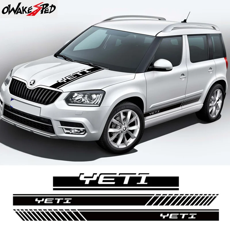 Per Skoda Yeti Car Door Side Skirt Sticker Racing Sport Hood Bonnet Stripes Sticker Accessori Per Carrozzeria Decor Decalcomanie In Vinile