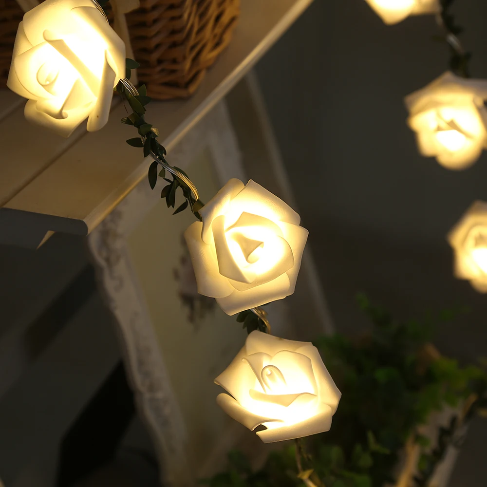 2M 20LEDs LED fairy string lights Rose Flower String Light Leaf Garland Rose Flower String Light Wedding Decoration D40