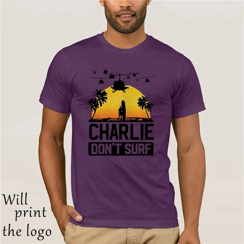 Charlie Dont Surf Apocalypse Now фильм футболка мужская Модная брендовая футболка с коротким рукавом и круглым вырезом хлопок футболка Топы - Цвет: purple