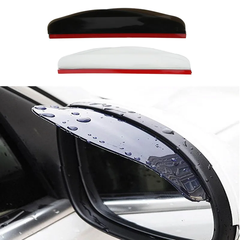 

2Pcs PVC Car Rear View Mirror Sticker Rain Eyebrow Weatherstrip Auto Mirror Rain Shield Shade Cover Protector Guard&