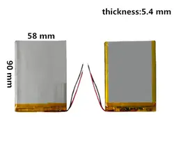 Планшетный перезаряжаемый литиевый аккумулятор Размер: 90 мм * 58 мм Толщина: 5,4 мм, литий-ионный, 3,7 в, 3100 мАч