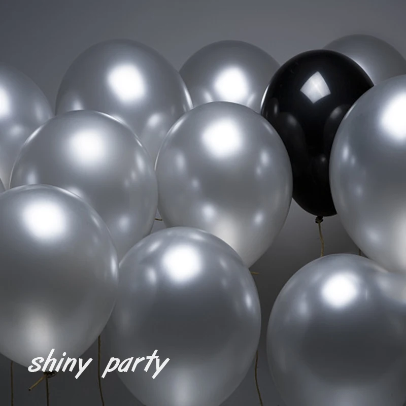 

baloons silver balck 30pcs 10inch valentines day ballons deco mariage birthday party supplies helium gas for balloons