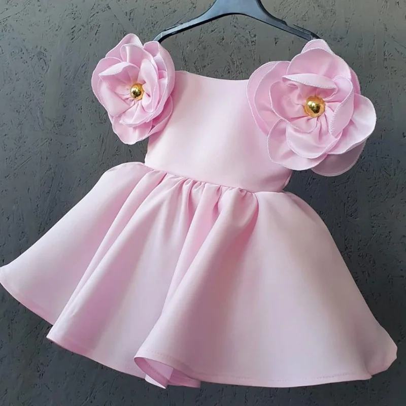 Kids Dresses For Girls Evening Party Dress Elegant Princess Dress Flowers Kids White Wedding Summer Children Clothing