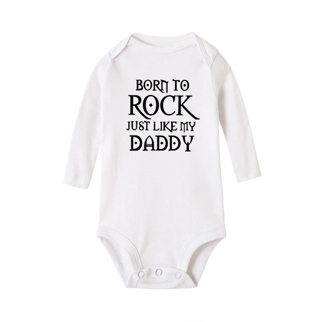 Боди для новорожденных «Born To Rock Just Like My Daddy», хлопковое боди с длинными рукавами, ползунки для девочек и мальчиков, детские комбинезоны