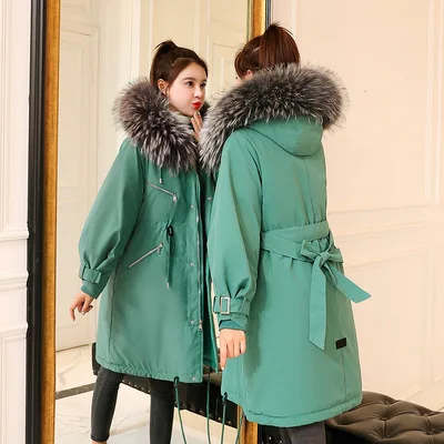 

Photo Shoot 2019 Oversize down Jacket Cotton-padded Clothes Women's Korean-style Cloak Cotton-padded Jacket Mid-length Large Siz
