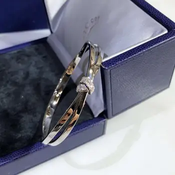 

Rose Gold Silver Color Charm Cubic Zirconia Hollow Bangle For Women Cross Bracelets Jewelry Free Shipping