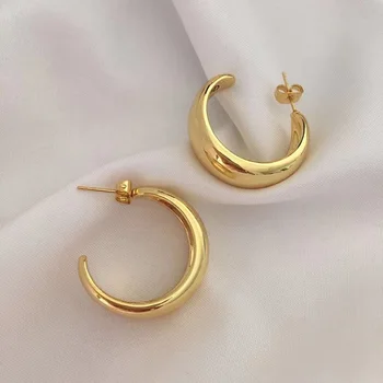 

New Korean small crowds brass glossy Large Circle Earrings fashionable personality Earrings