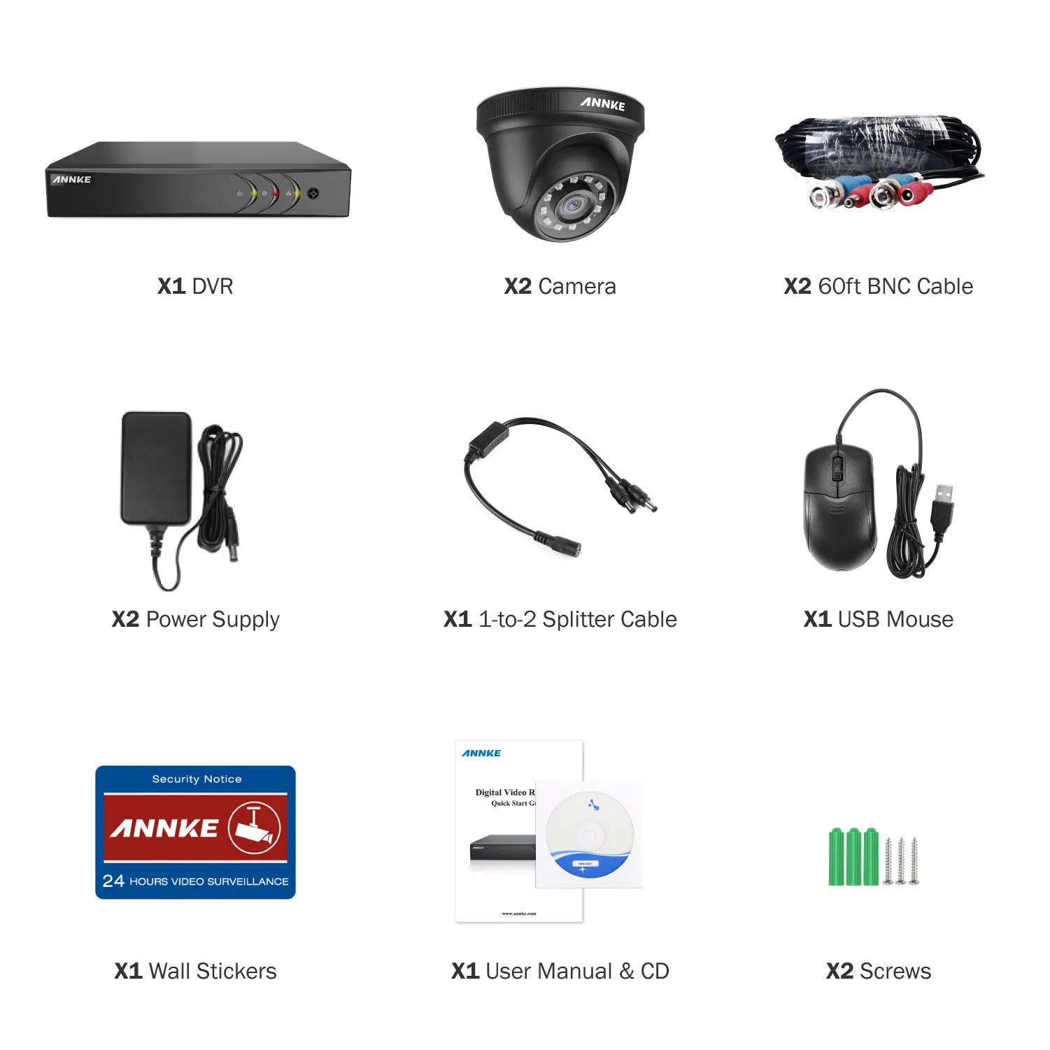 ANNKE 4CH 1080P CCTV камера DVR система 2 шт Водонепроницаемая 2.0MP TVI черная купольная камера s домашний комплект видеонаблюдения Обнаружение движения