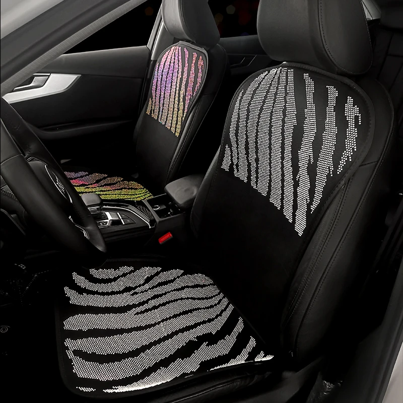 Plush Striped Seat Cover Diamond Women Auto Interior Seat Cushion