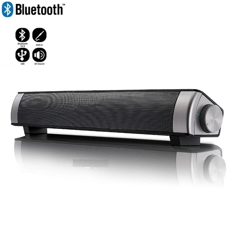 

10W home TV speaker wireless bluetooth with remote control bar portable music player stereo bass system usable TF card player