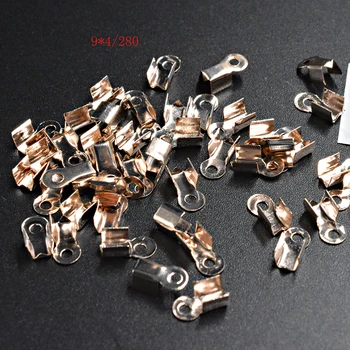 

FLTMRH 140pcs 9*4mm Gold silver color Hooks Fold over crimps Clamp Clip Loop beads caps Connector Fastening Cord end Tips jew