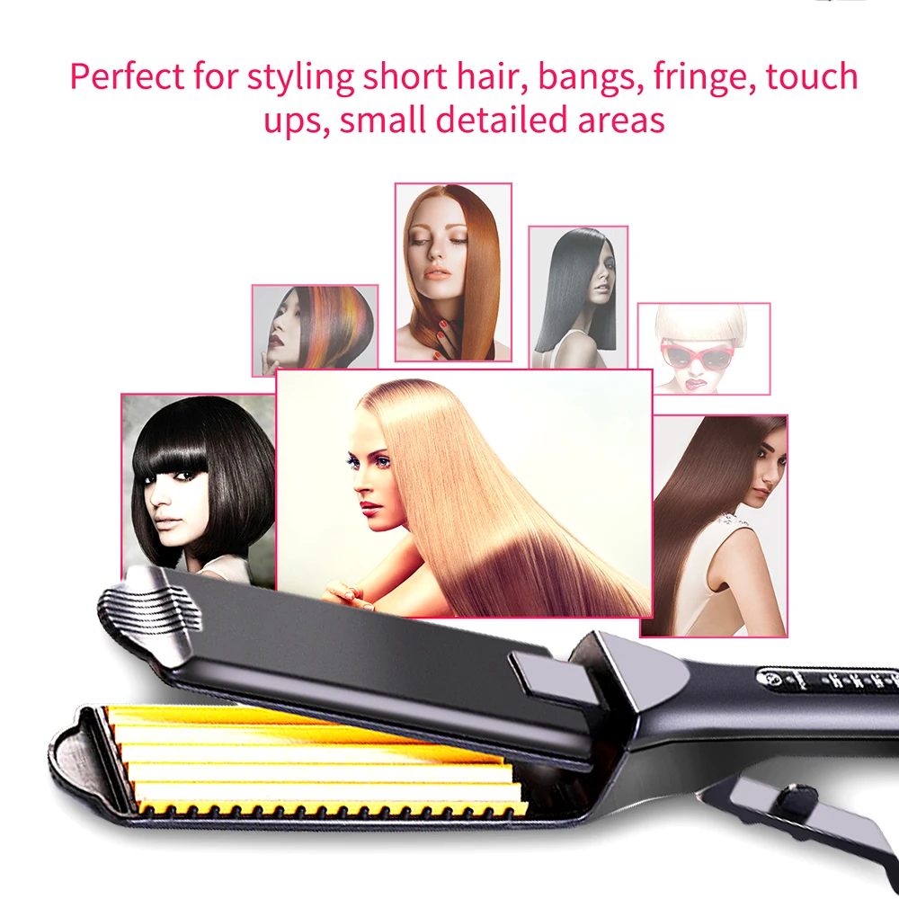 

Professional Ceramic Corrugated Iron for Hair Wave Corrugation Flat Irons Electric Curling Crimped Wide Plates Beauty Hair Iron