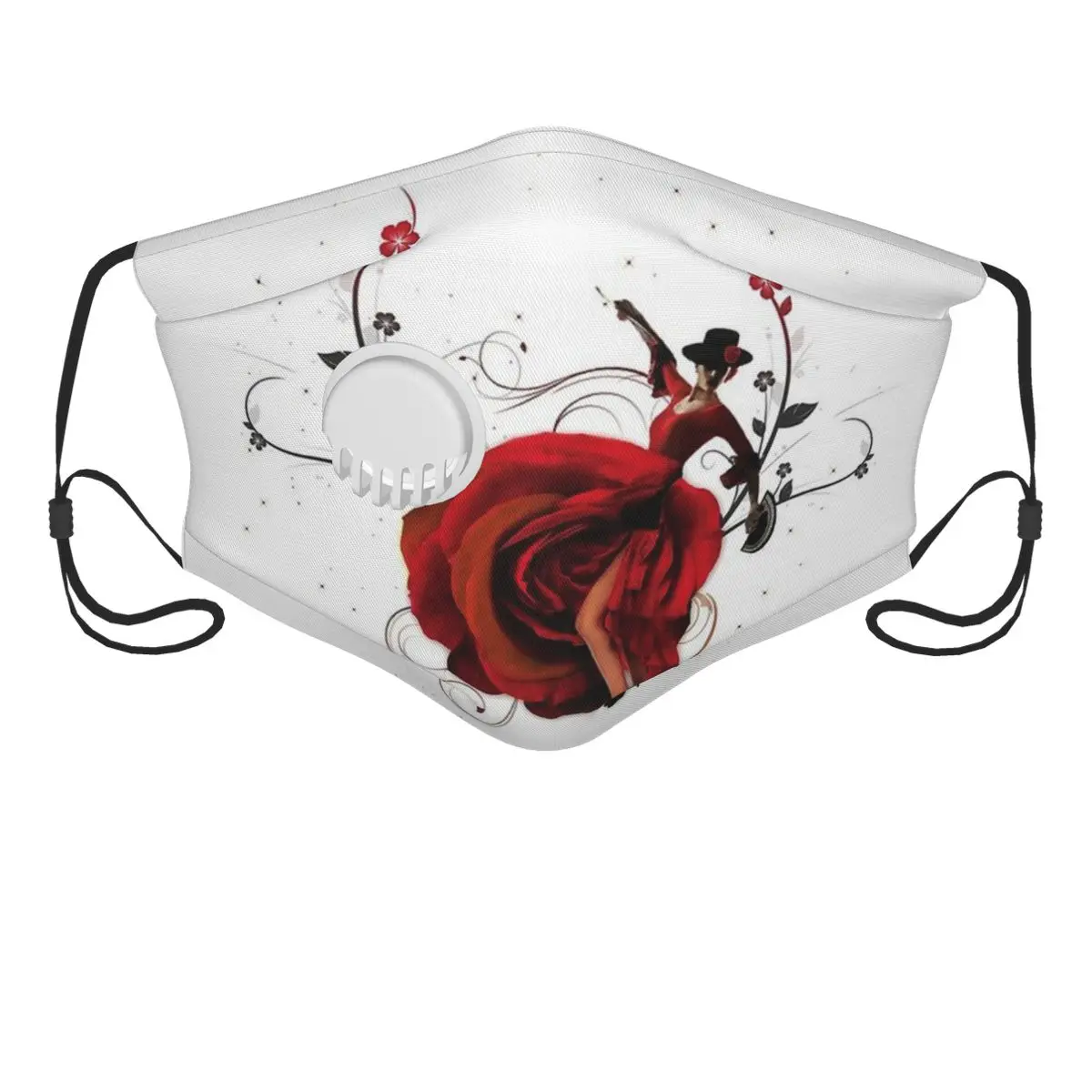 Flamenco Dancer Mouth Face Mask with Valve Washable Fabric Dance Spain Spanish Anti Haze Protection Cover Muffle | Аксессуары для