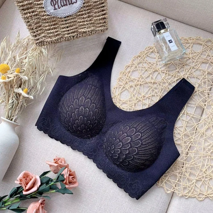 Thailand latex underwear seamless women push up sexy sports padded bra