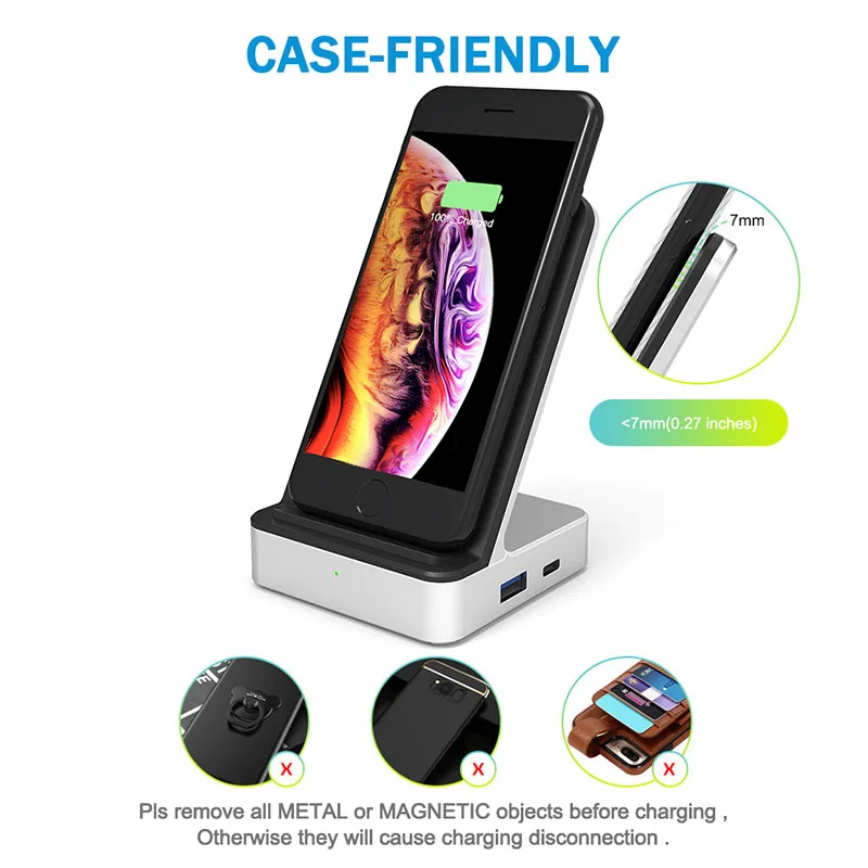 Qi Wireless Charger Fast Charger Fast Charging For IPhone X Samsung Galaxy S9 Mobile Phone Charger For Phone Stand Anti-Skip Pad