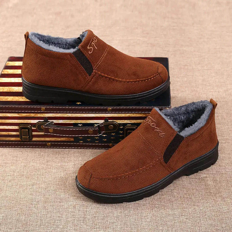 

2019 Fashion Men boot winter snow boots warm fur insole non-slip plus size strong sole thick Non-Slip shoes