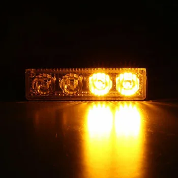 

Amber/White Strobe Lights 4 pcs Truck Emergency Flash ABS Housing + PC Lens