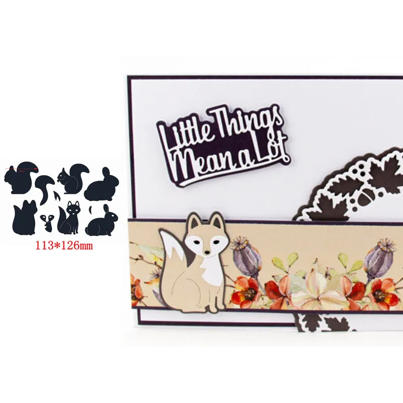 

Lovely Interesting Animals Fox Rabbit Squirrel Decorations Metal Cutting Dies For DIY Scrapbooking Paper Cards Embossing Dies New Design 2019