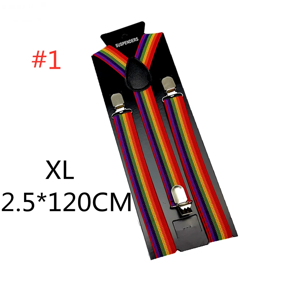red rainbow-120CM Новинка; подтяжки для мужчин, женщин, мальчиков и девочек; цвет красный, белый, Радужный; разноцветные подтяжки в полоску; подтяжки для взрослых и детей; Y-back; подтяжки - Цвет: red rainbow-120CM
