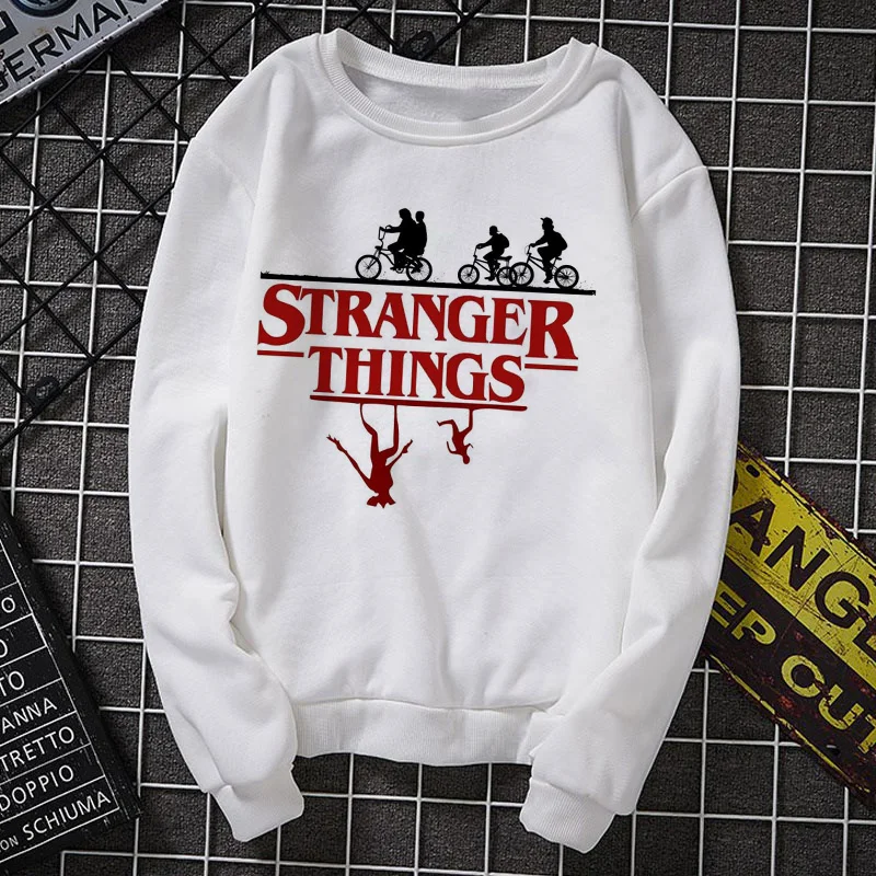 Женская толстовка с капюшоном stranger things однотонная длинными рукавами зимнее