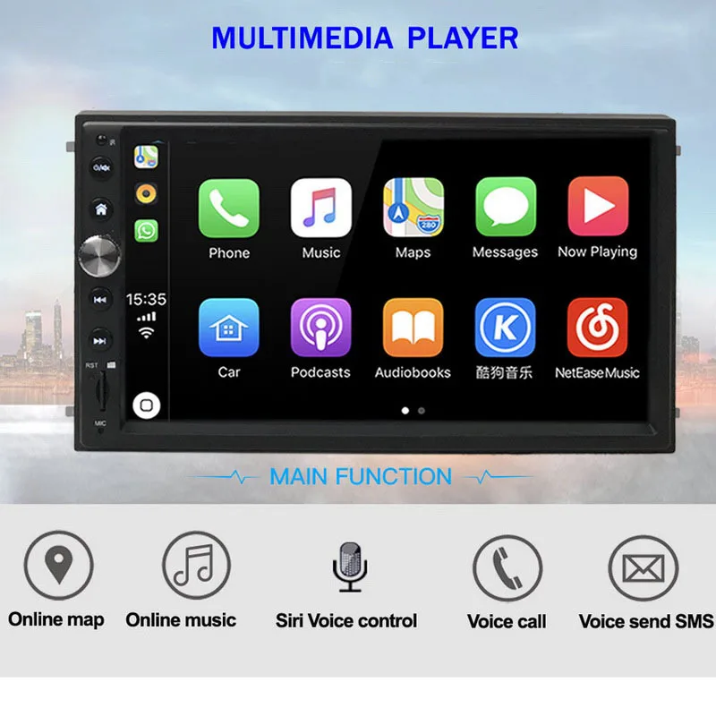 

7 Inch 2 Din Stereo Receiver GPS Navigation Mobile Bluetooth Phone Connected Car Radio Auto MP5 Player Stereo Audio Fm Modulator