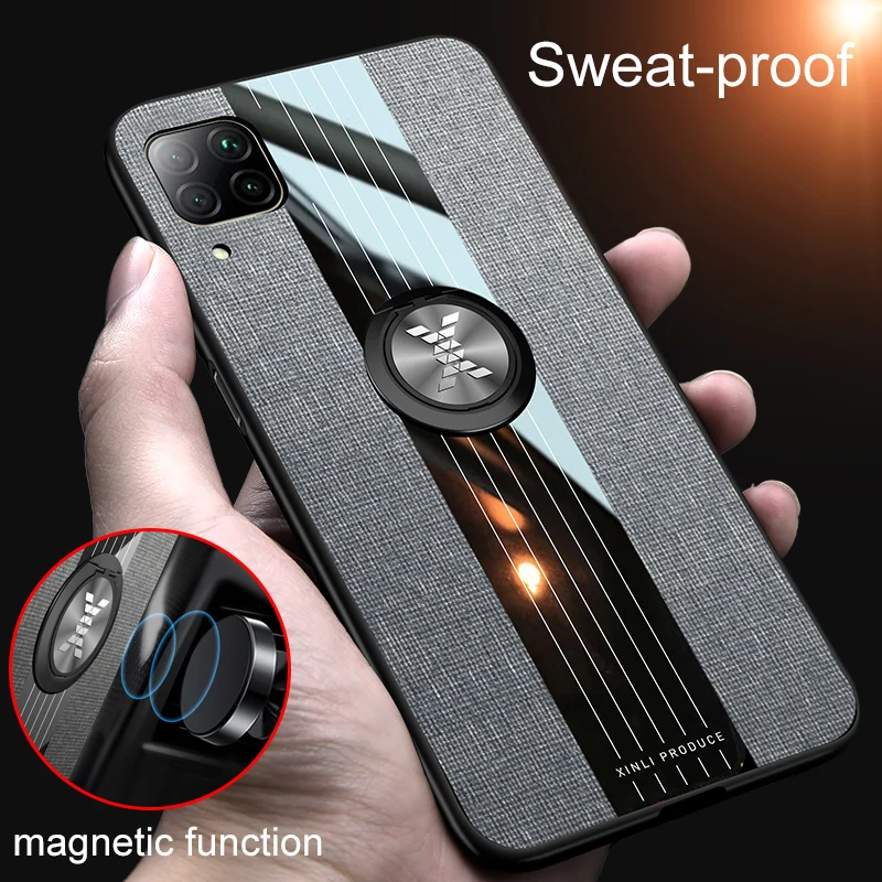 Cloth Case for Huawei Nova 7i Phone Cover Metal Finger Ring Glossy Back For Shockproof |