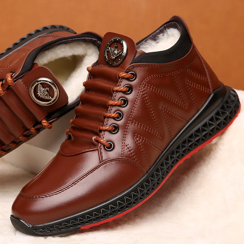 Г., новые зимние ботинки модная мужская обувь из хлопка в британском стиле кожаная теплая обувь с шерстью нескользящая обувь из яловой кожи для отдыха