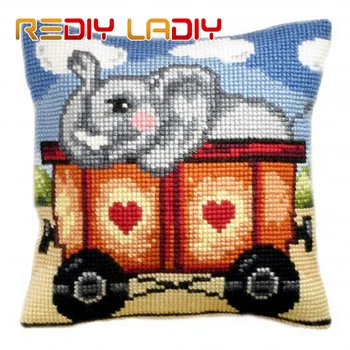 

Cross Stitch Cushion Forest Cars Make Your Own Pillow DIY Chunky Cross Stitch Kits Pre-Printed Canvas Acrylic Yarn Pillow Case