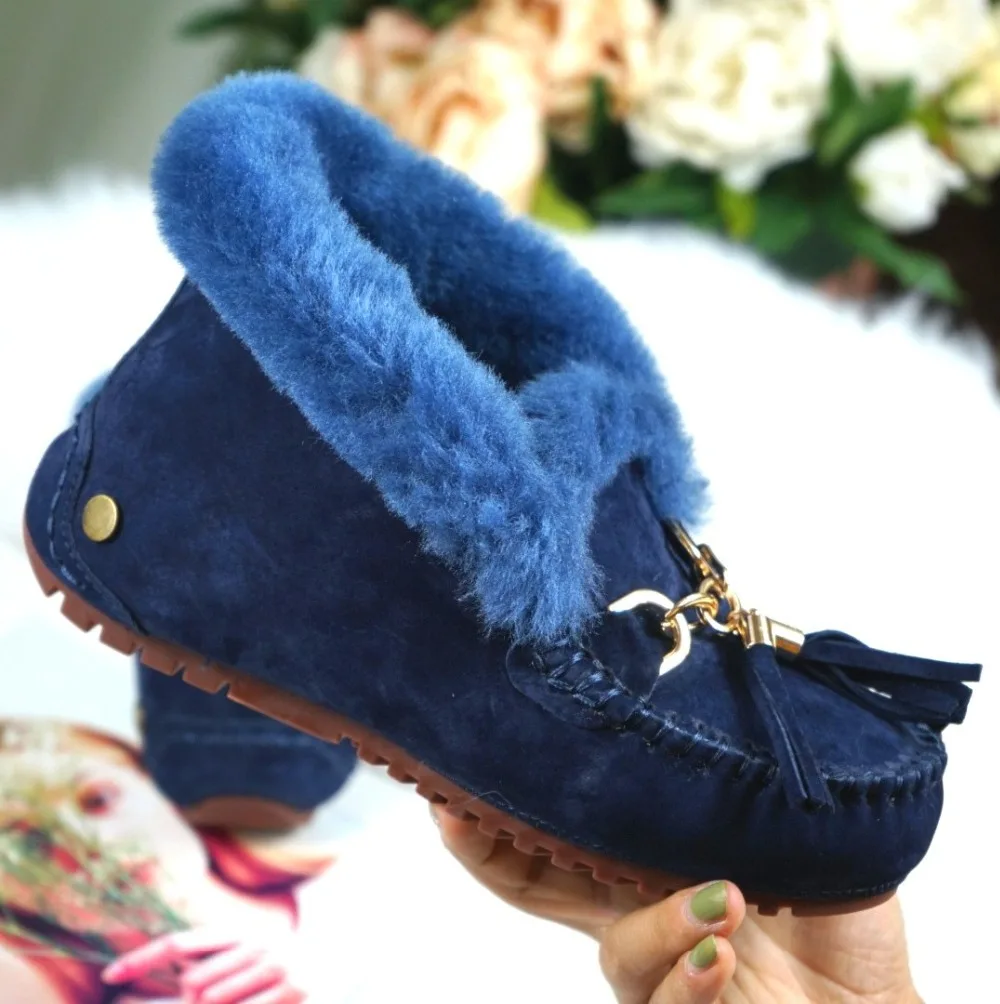 pele carneiro genuína mulher botas de neve
